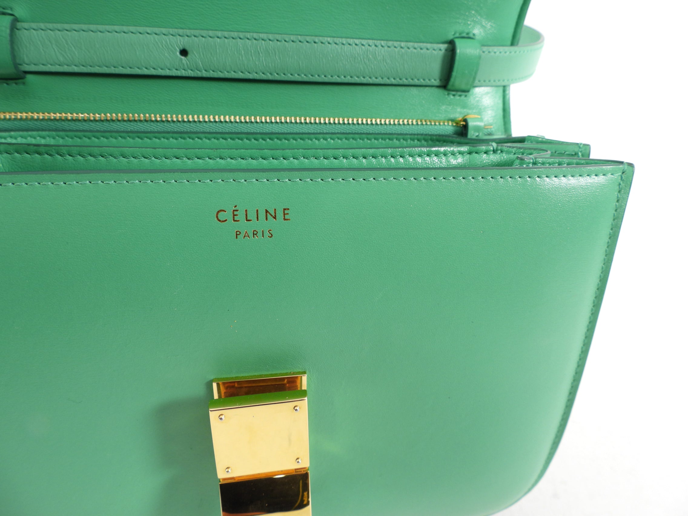 Celine Green Medium Classic Box Bag - Luxury Leather Crossbody Handbag for Women | Perfect for Work, Travel & Evening Events
