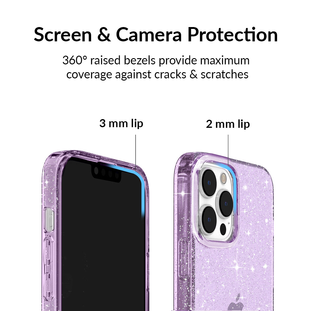 Lilac Stardust Glitter iPhone Case - Protective & Stylish Phone Cover for iPhone 13/14/15 - Perfect for Parties, Festivals & Everyday Use