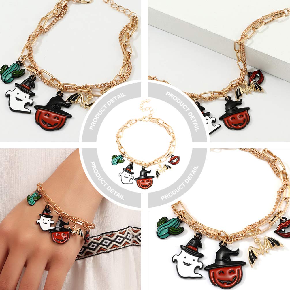 2Pcs Halloween Bracelet Set - Cute Cartoon Bangle Jewelry for Women - Halloween Party Accessories & Gifts - Perfect for Trick or Treat, Costume Parties, and Festive Celebrations