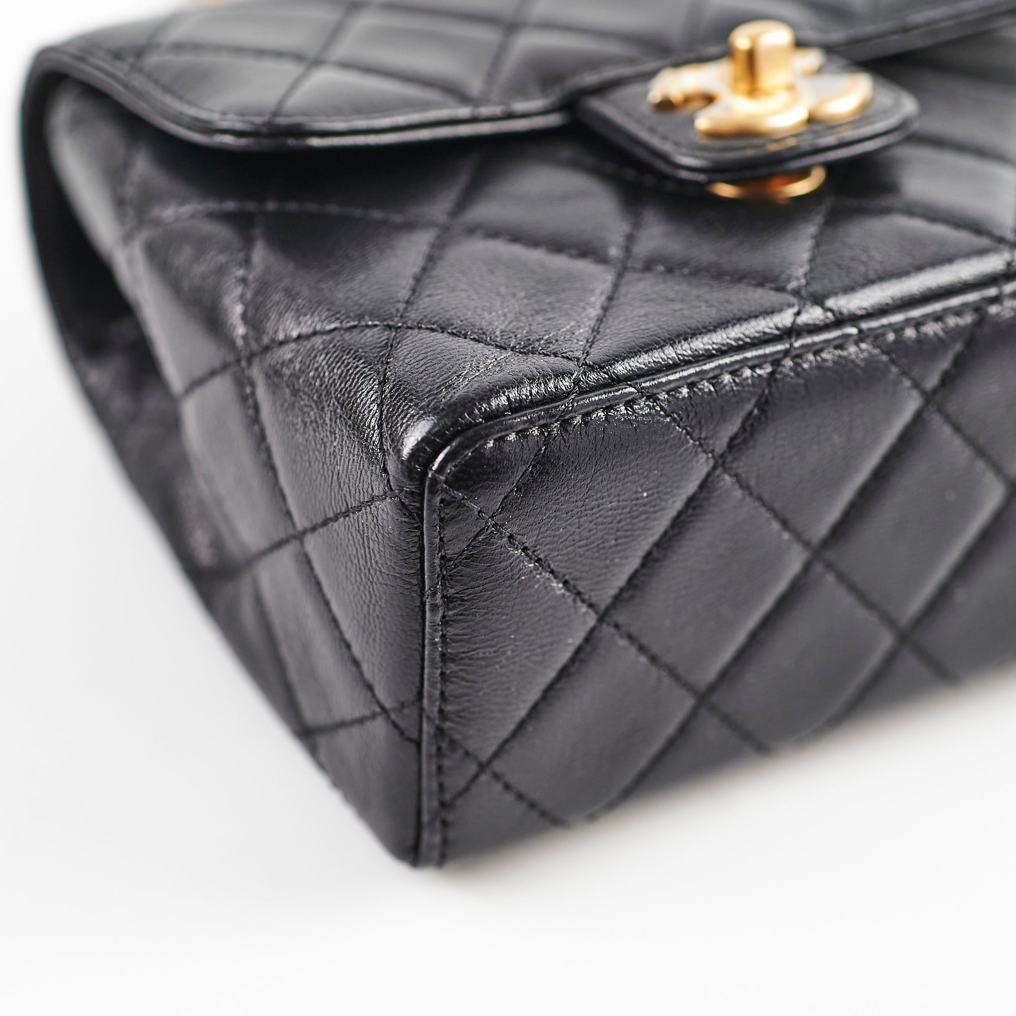 Chanel 2022 Seasonal Square Black Goat Skin Bag with Microchip - Luxury Designer Handbag for Women, Perfect for Evening Parties & Special Occasions
