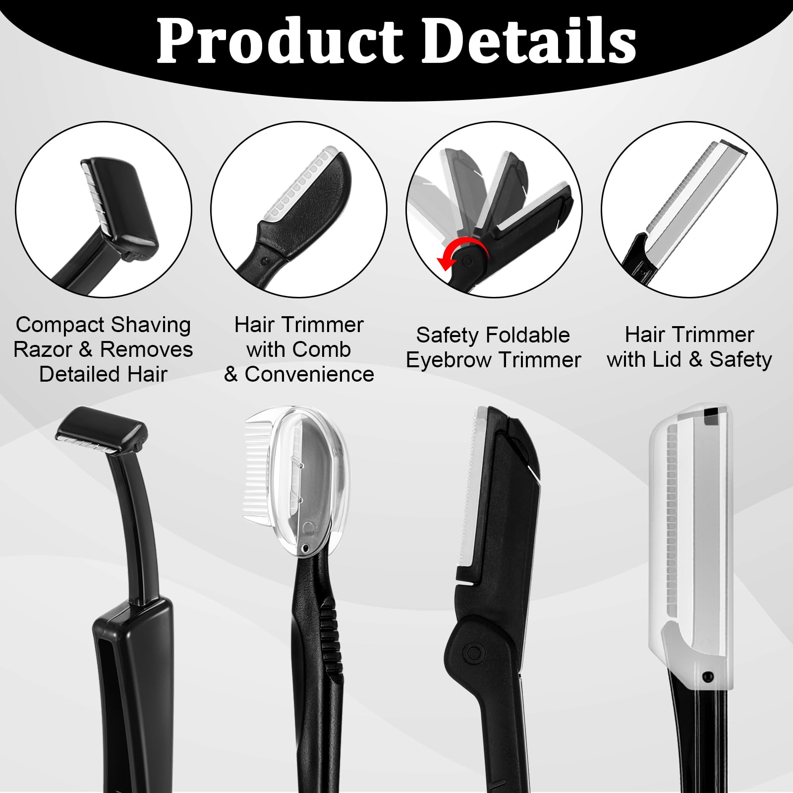 4 Pack Eyebrow Razors for Women - Precision Facial Hair Remover with Exfoliating Blades | Dermaplaning Tool for Peach Fuzz & Smooth Skin | Perfect for Eyebrow Shaping, Facial Hair Removal & At-Home Spa Days