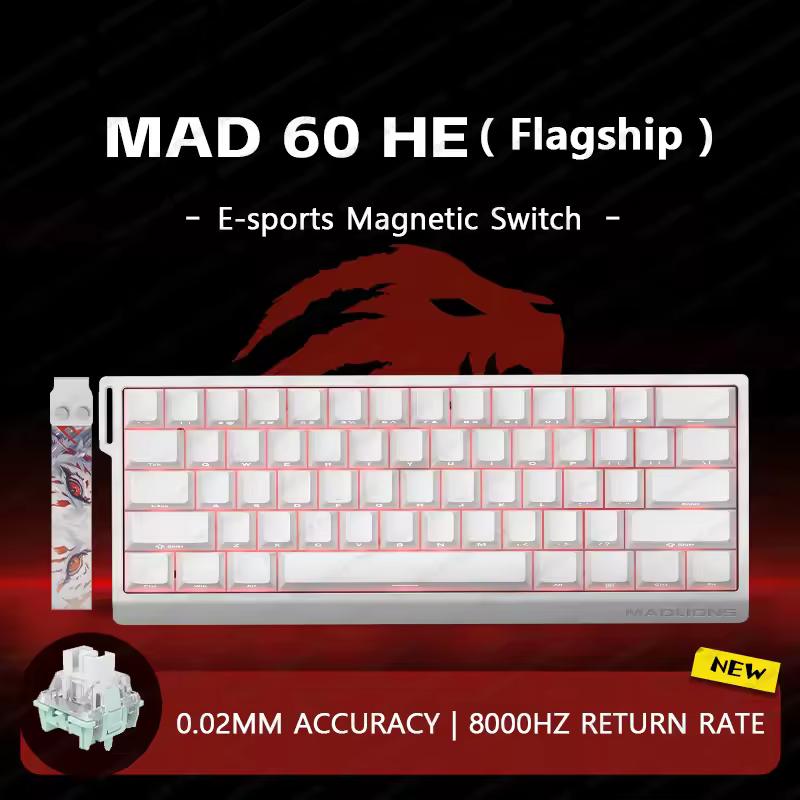 MADLIONS MAD60HE Hall Effect Rapid Trigger Mechanical Gaming Keyboard - 60% Compact Wired RGB Backlit for PC, Mac, PS5, Xbox - Perfect for FPS, MOBA, Esports & Competitive Gaming