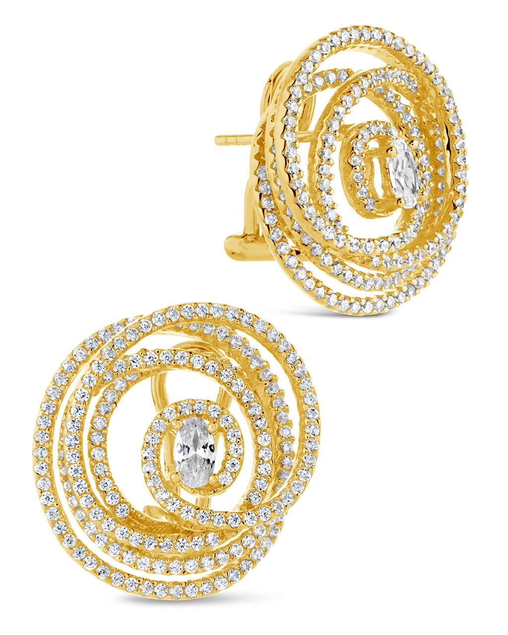 Elle CZ Circle Stud Earrings for Women - 925 Sterling Silver Cubic Zirconia Stud Earrings - Perfect for Everyday Wear, Parties & Gifts