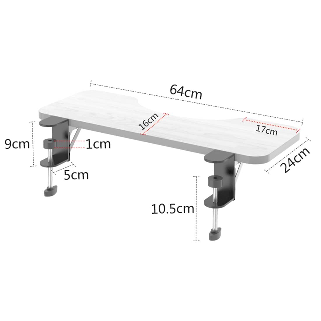 Ergonomic Clamp-On Keyboard Tray - No Drilling Required, Adjustable Desk Extender Side Table (White, 25.1 Inch) - Perfect for Home Office, Gaming Setup & Workspace Organization