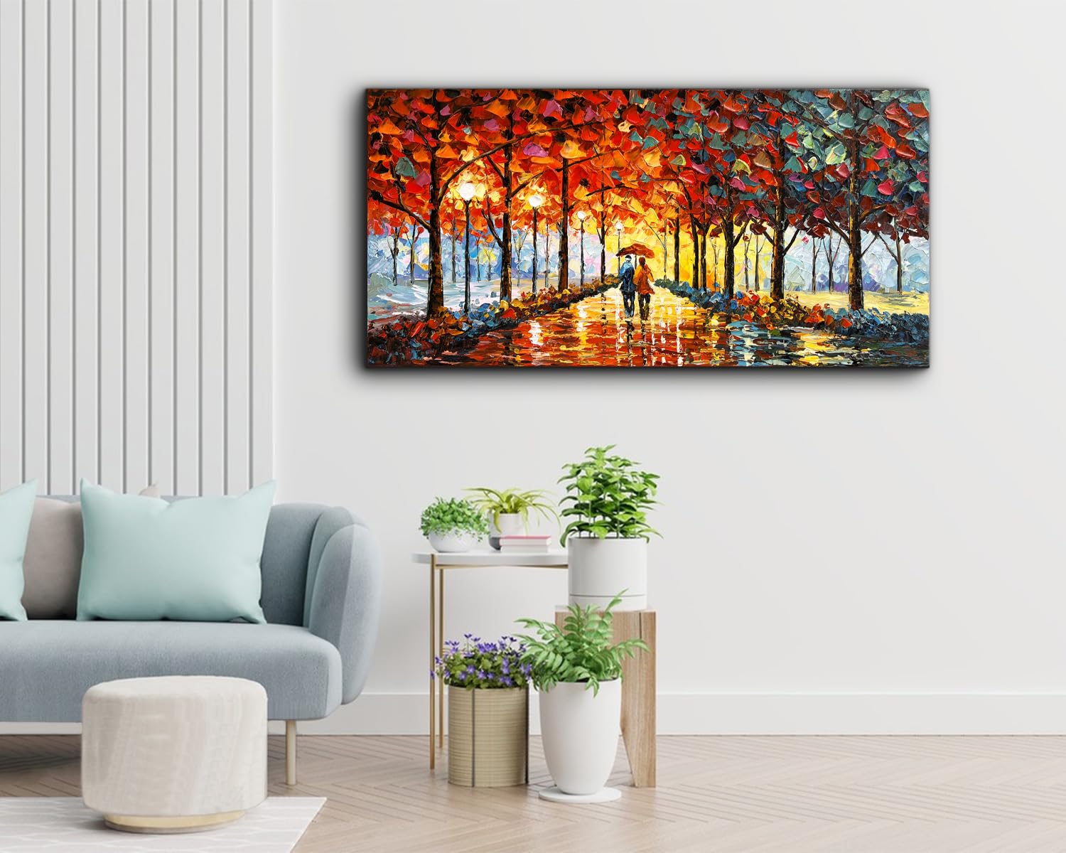 Hand Painted Abstract Oil Painting on Canvas 24x48 Inch - Large Contemporary Romantic Landscape Textured Wall Art for Living Room, Bedroom & Office Decor | Modern Home & Interior Design