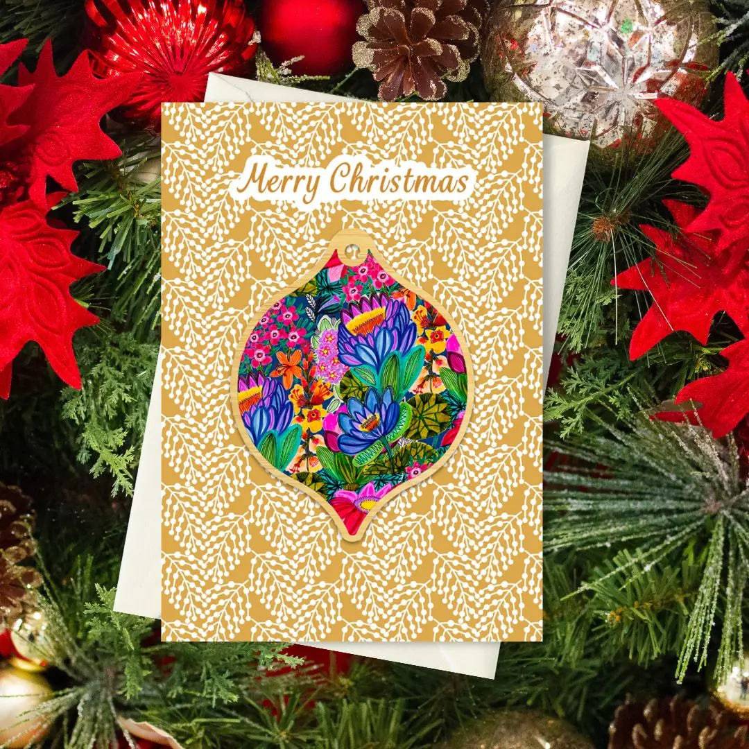 Lotus Flower Australian Christmas Ornament & Greeting Card - Perfect for Holiday Decorations and Festive Gifting