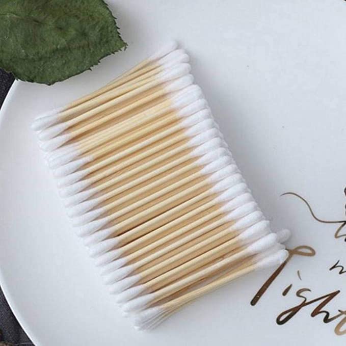 Anshri 500 Count Bamboo Cotton Swabs - 100% Natural Eco-Friendly Cotton Buds for Adults & Babies | Gentle Ear Cleaning, Makeup Application, First Aid & Crafting
