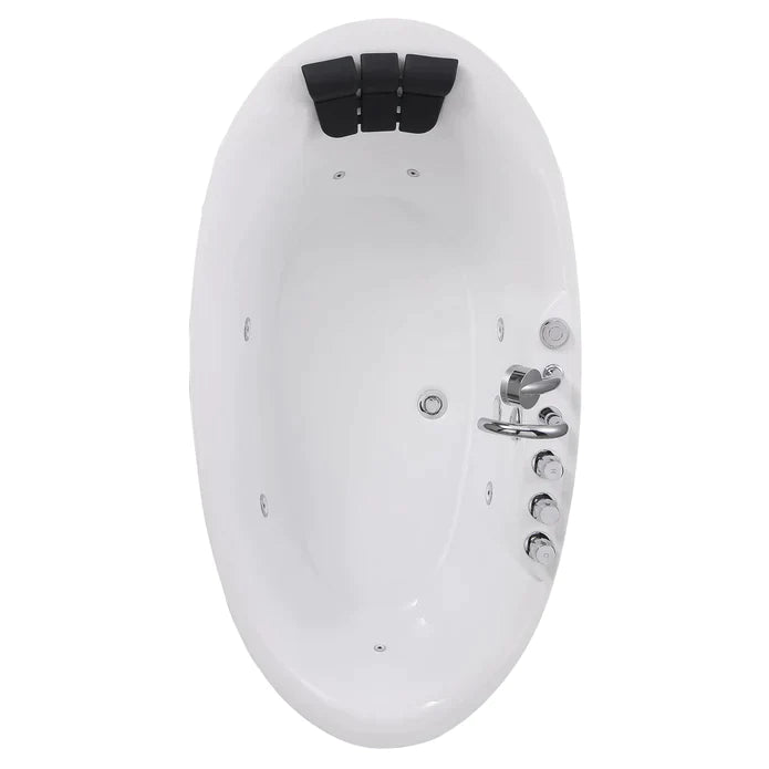 Empava 59-Inch White Acrylic Oval Freestanding Jetted Bathtub with Massage Jets - Spa Luxury for Master Bathroom & Relaxation (Model 59AIS12)