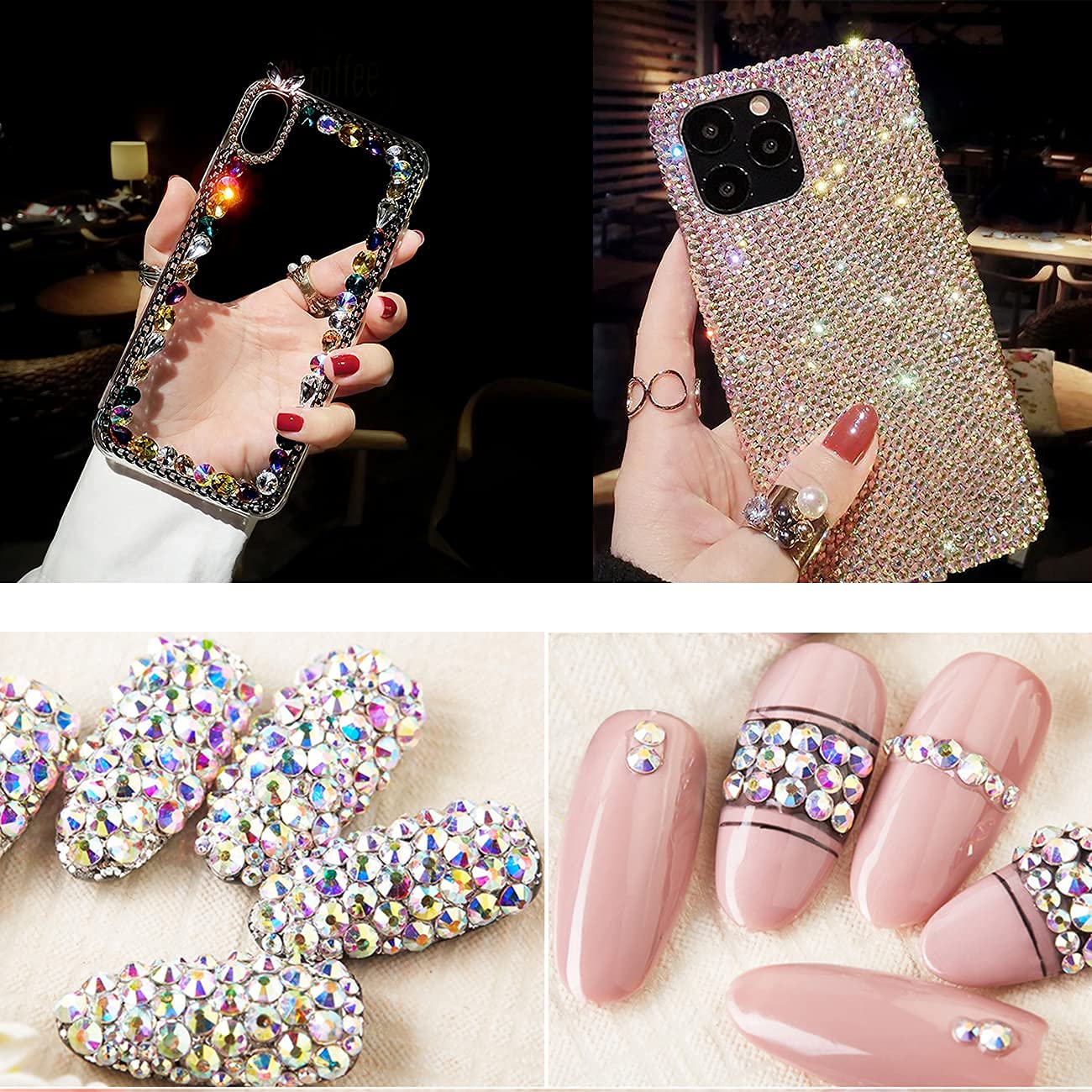 VERONNI Professional AB Crystal Rhinestones for Nail Art - Multi Shape Glass Gems with Wax Pen, Mix Sizes Nail Decorations in Storage Box | Perfect for DIY Manicure, Nail Salon, Wedding & Party Nail Designs