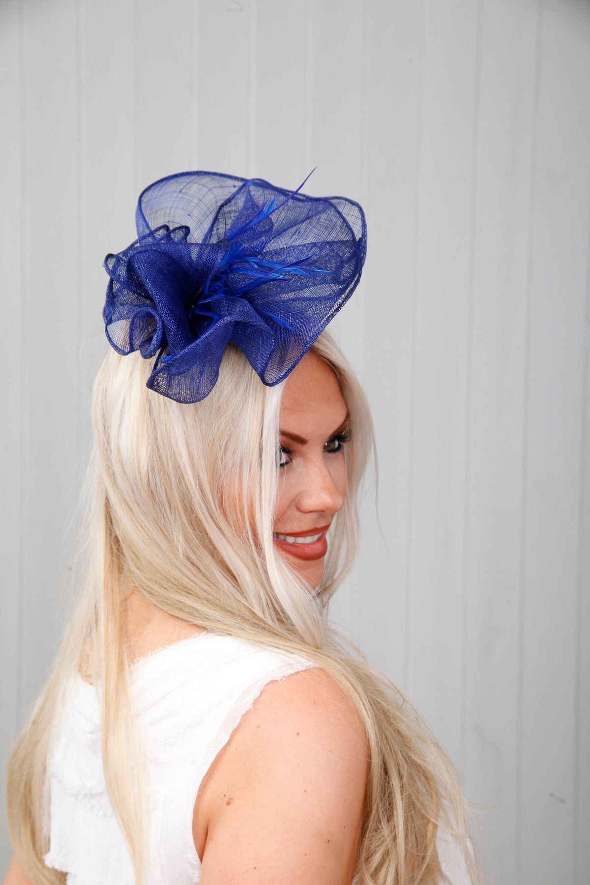 Royal Blue Camilla Fascinator Hat - Elegant Women's Wedding & Derby Headpiece for Special Occasions