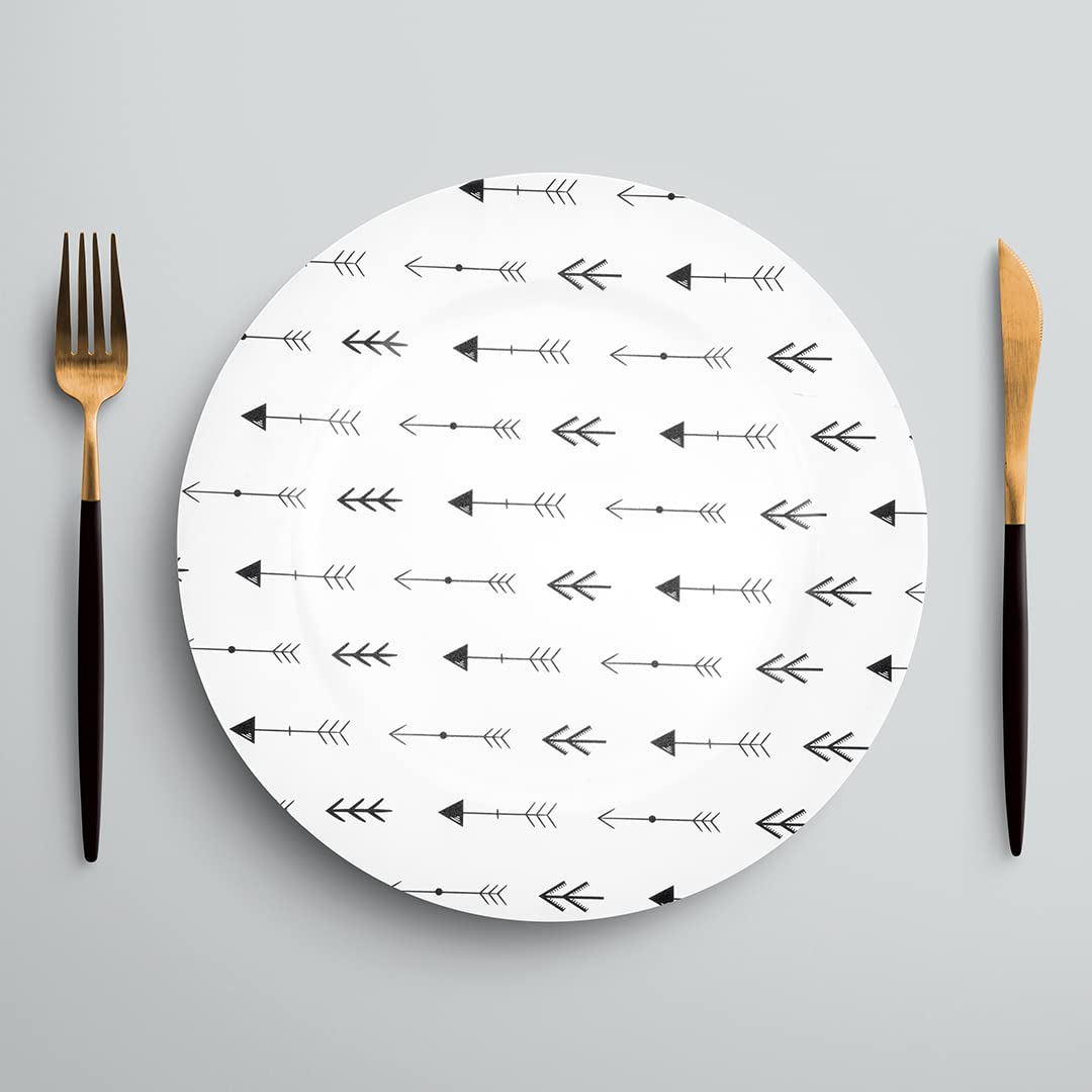 Koyal Wholesale 13-Inch Abstract Acrylic Charger Plates Set of 4 - Heavy Duty Wedding, Birthday Party & Baby Shower Dinnerware - Woodland Arrows Design for Elegant Table Settings & Special Events