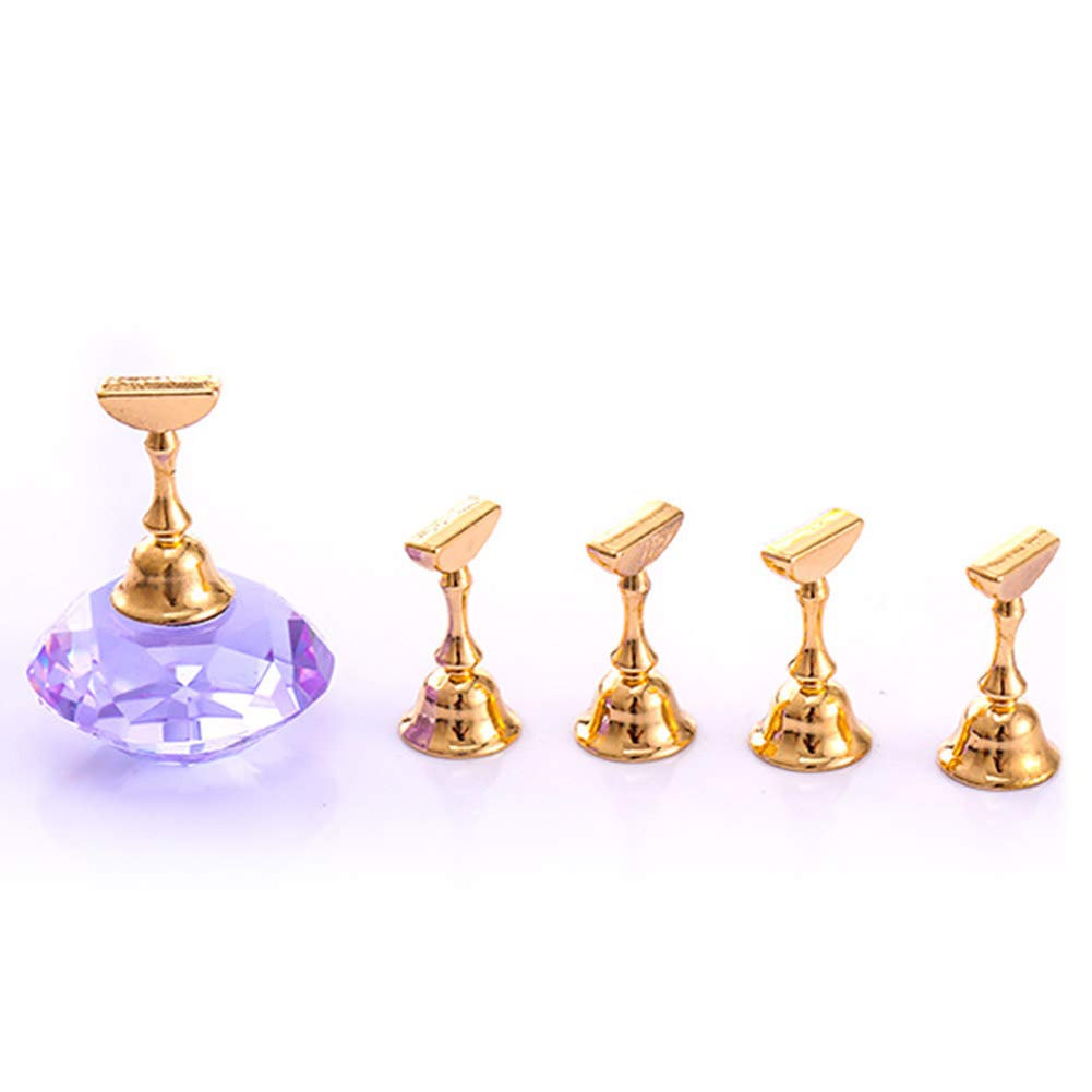 Magnetic Nail Art Display Stand Holder with Crystal Base - Professional Nail Practice Training Stand for Nail Tips & Manicure (Purple) | Perfect for Salon, Home Practice & Nail Art Photography
