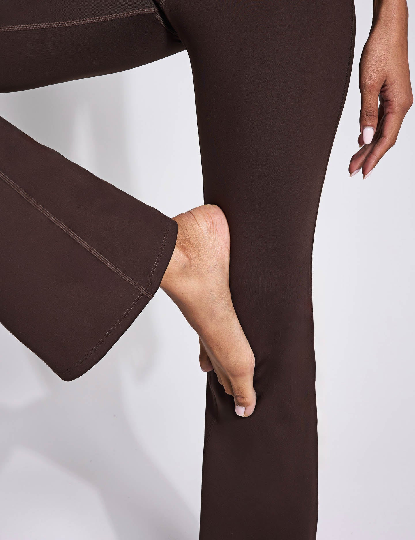 High Waist Compressive Flare Leggings in Cocoa Bean - Perfect for Yoga, Workouts & Casual Wear