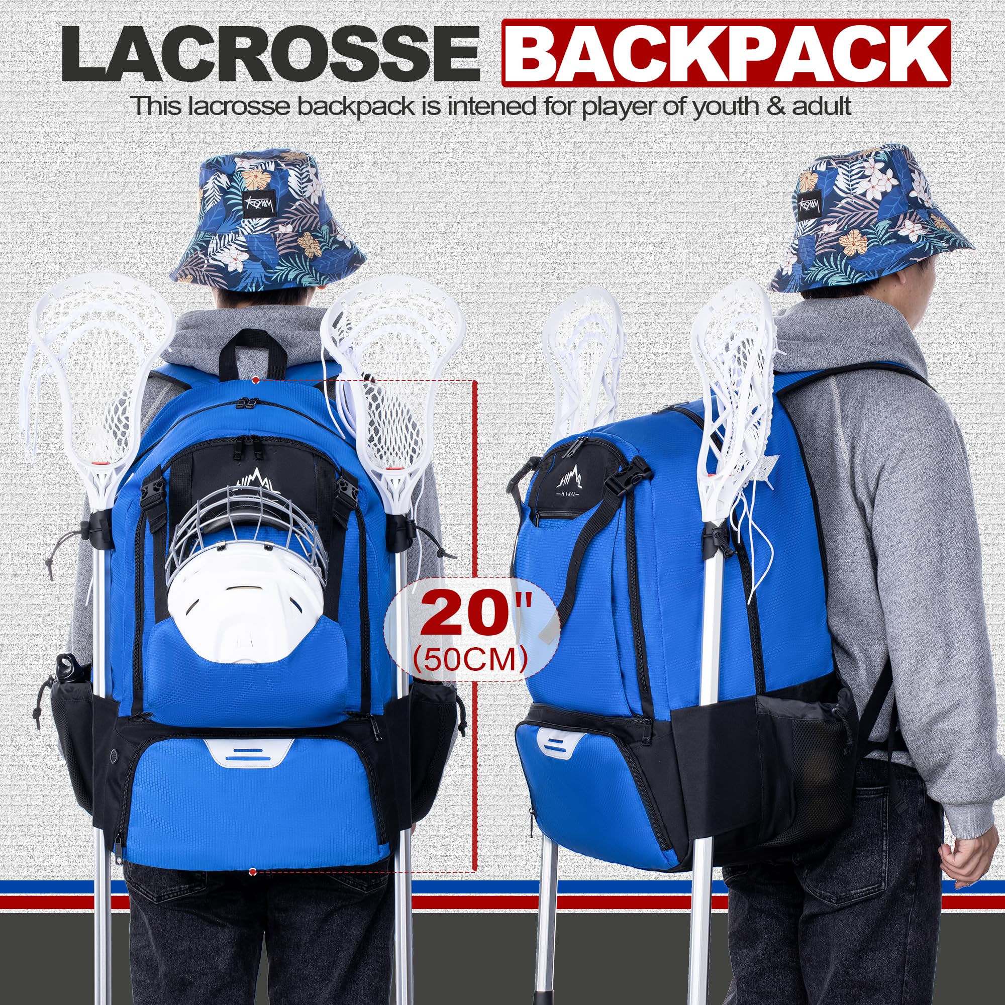 Extra Large Lacrosse Backpack with Stick Holder - Durable Gear Bag for Lacrosse Players | Perfect for Games, Practice & Travel