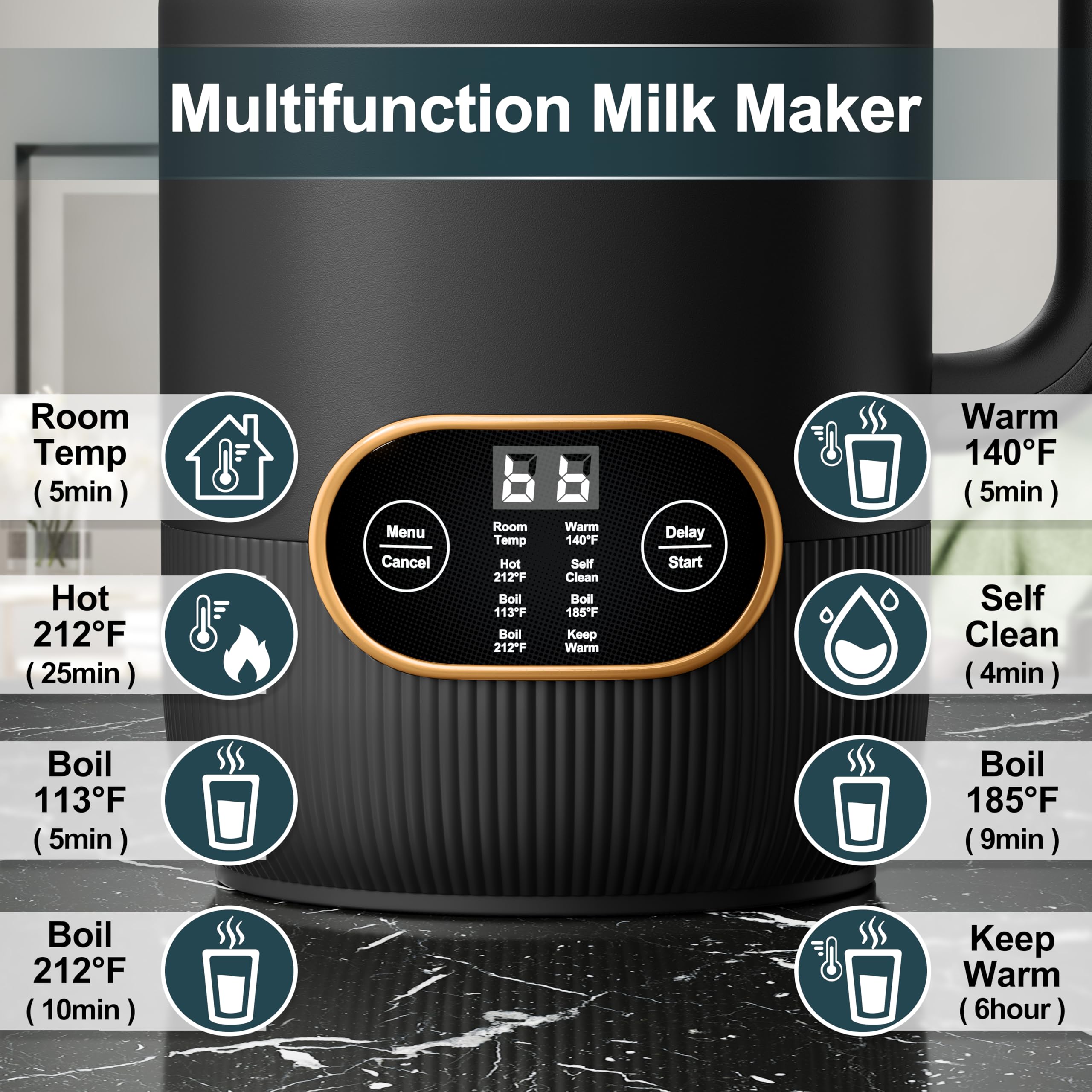 Best Nut Milk Maker Machine - 35oz (1000ml) for Homemade Almond, Oat, Coconut & Soy Milk | Non-Dairy Beverage Maker with Delay Start, Keep Warm & Self-Cleaning | Perfect for Vegan, Keto & Healthy Lifestyles | Kitchen & Breakfast Essential