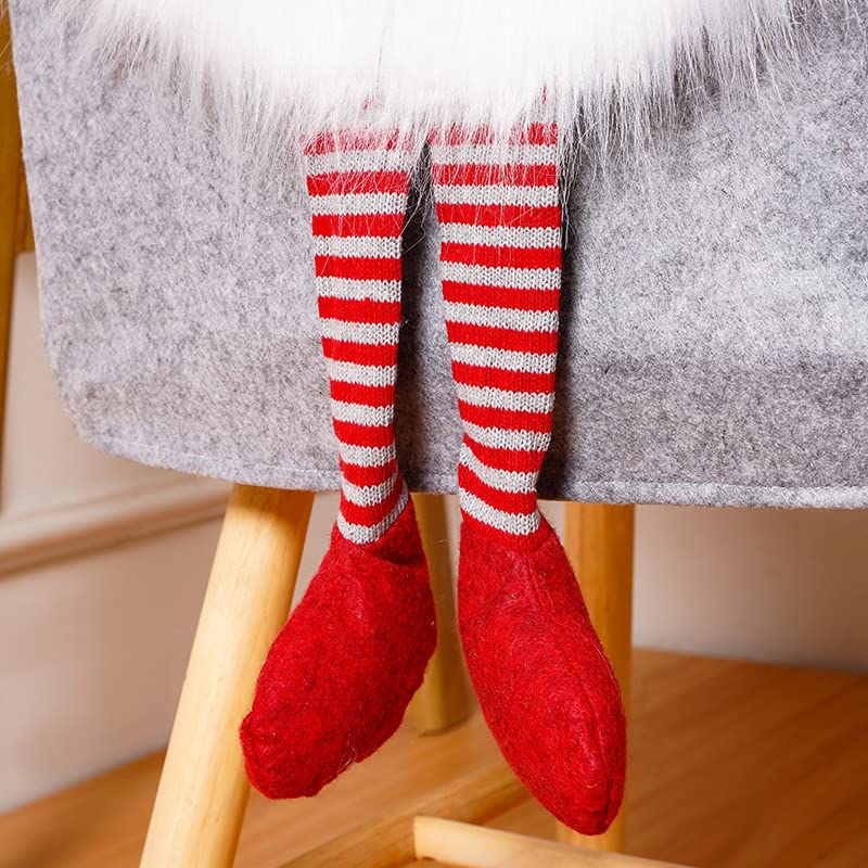 Festive Christmas Chair Covers with Santa Hat - Holiday Gnome Dining & Office Chair Slipcovers for Banquets, Parties & Home Decor - Perfect for Christmas, New Year & Winter Celebrations