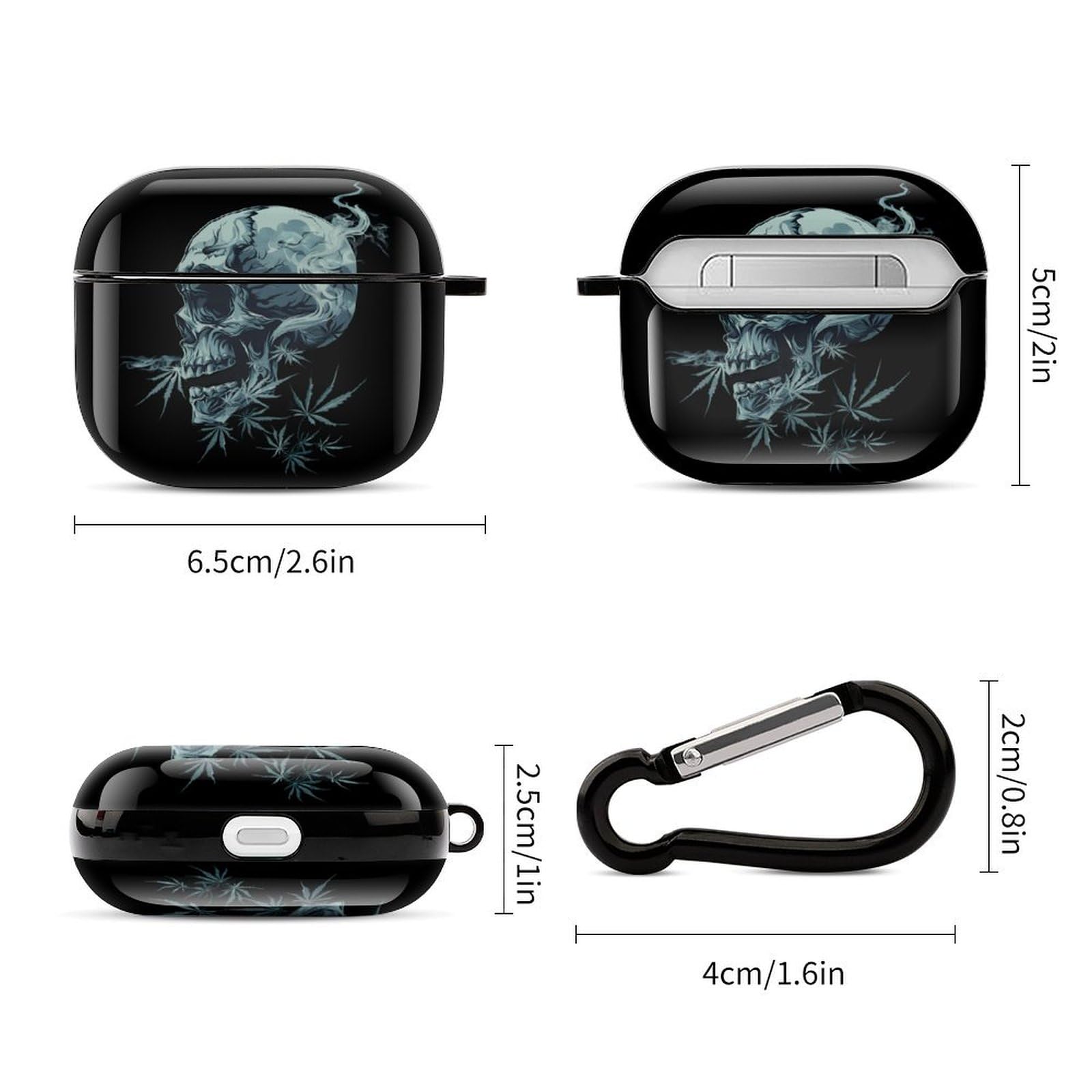 Skull-Shaped Bluetooth Earbuds Case - Weed Smoking Design, Portable Headphone Storage for AirPods 3 - Protective Cover for Travel, Gym & Outdoor Activities
