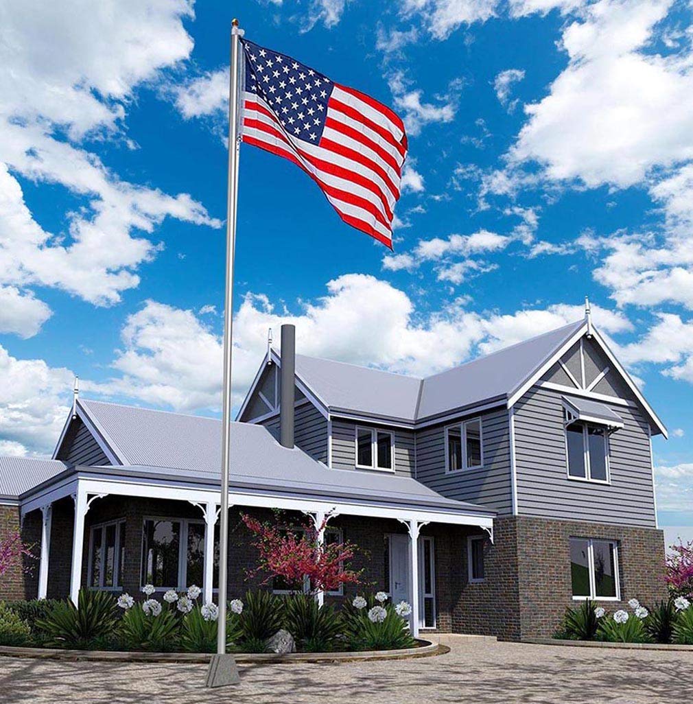 25ft Heavy Duty Outdoor Flagpole with 4x6 ft American Flag - Weather Resistant Satin Finish Aluminum Pole for Front Yard, Garden & Patriotic Display