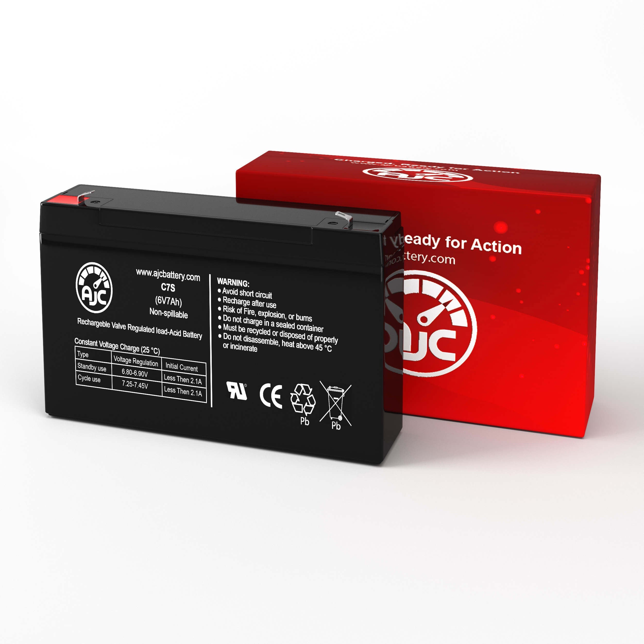 AJC 6V 7Ah Sealed Lead Acid Replacement Battery Compatible with Alexander MS4AAPW - Perfect for Security Systems, Emergency Lighting, and Medical Equipment