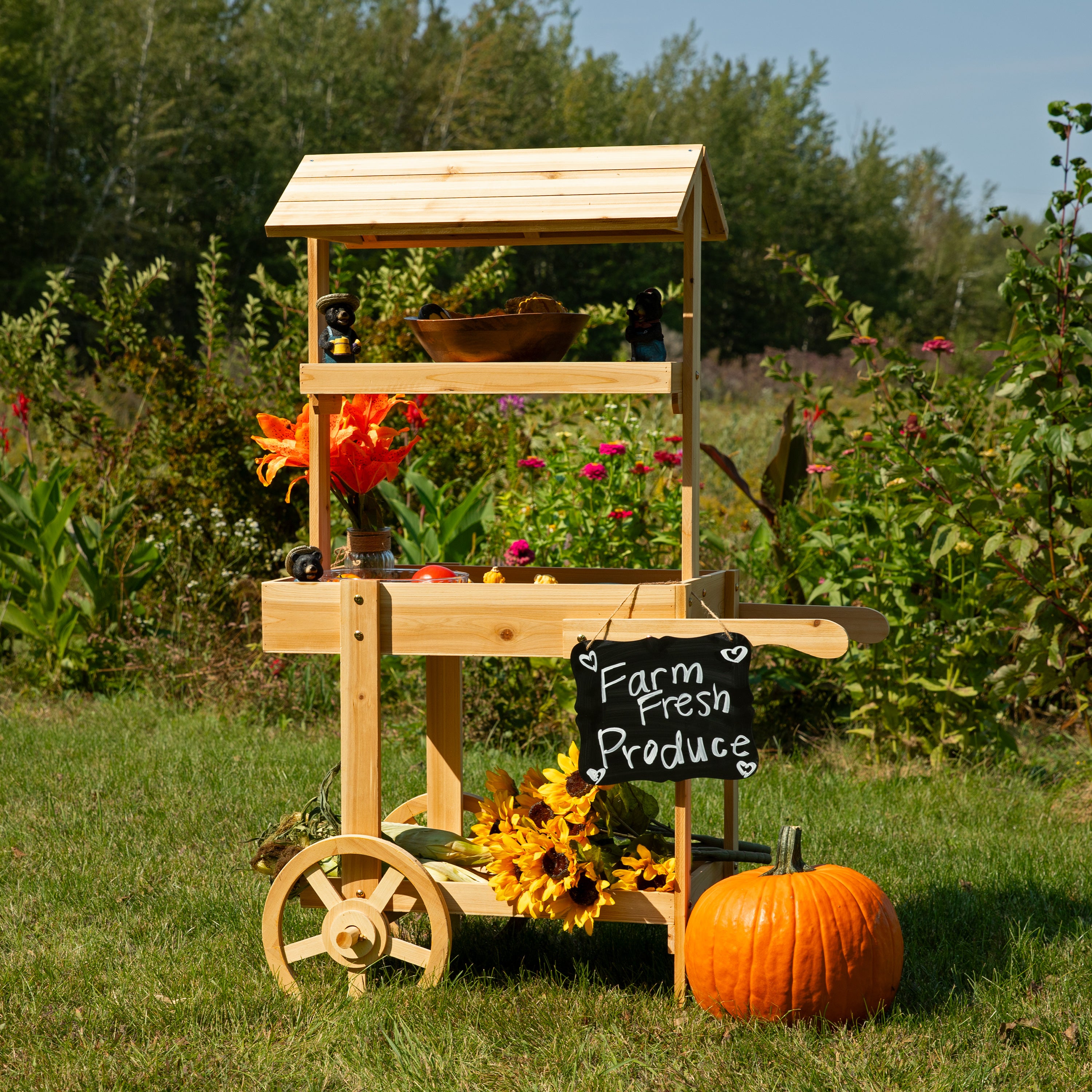 Sunnydaze Country Market Flower Cart Display Stand - 49.25