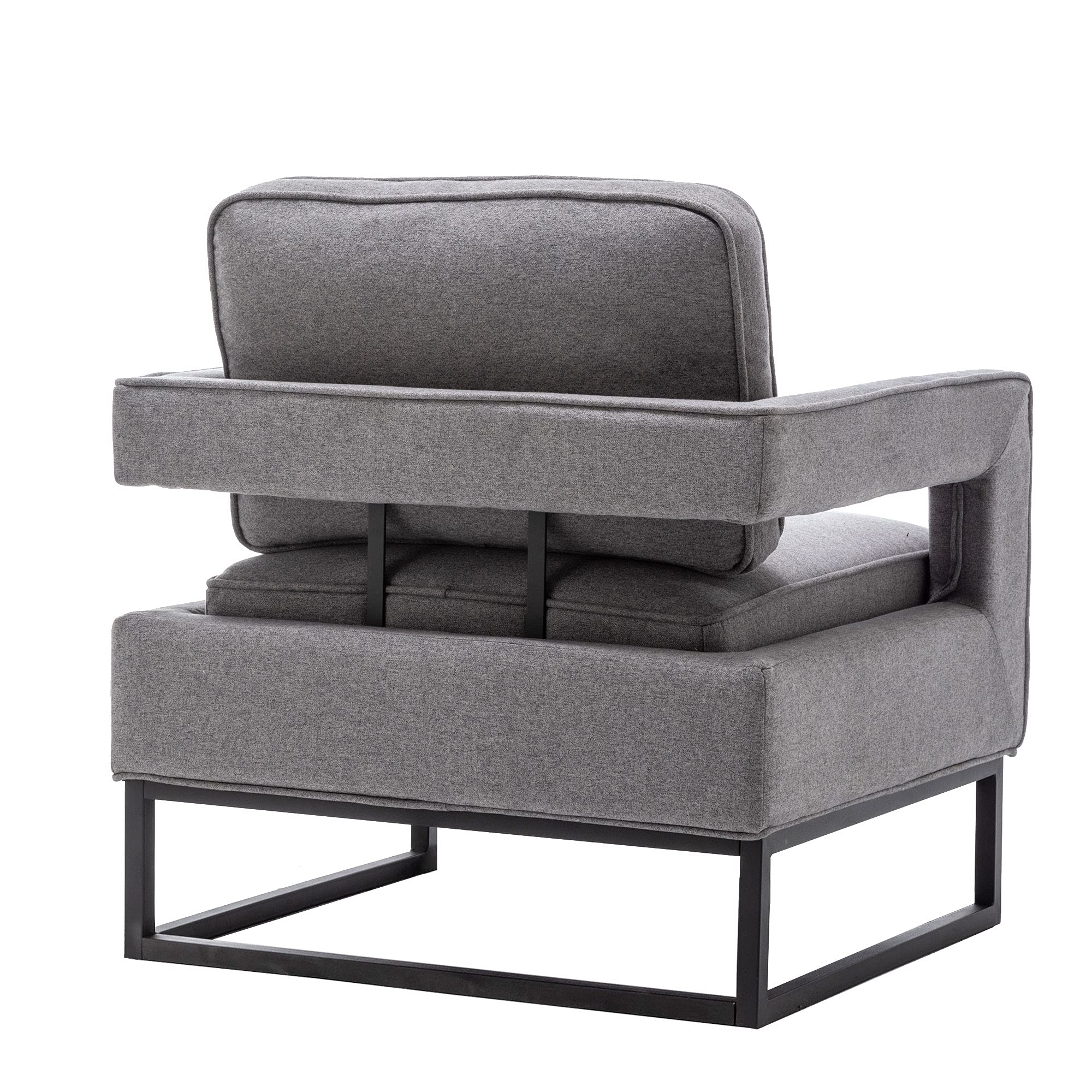Alunaune Modern Upholstered Accent Chair - Mid Century Armchair with Removable Cushion, Grey Lounge Chair for Living Room, Bedroom & Office - Comfortable Reading Chair and Relaxation Seating