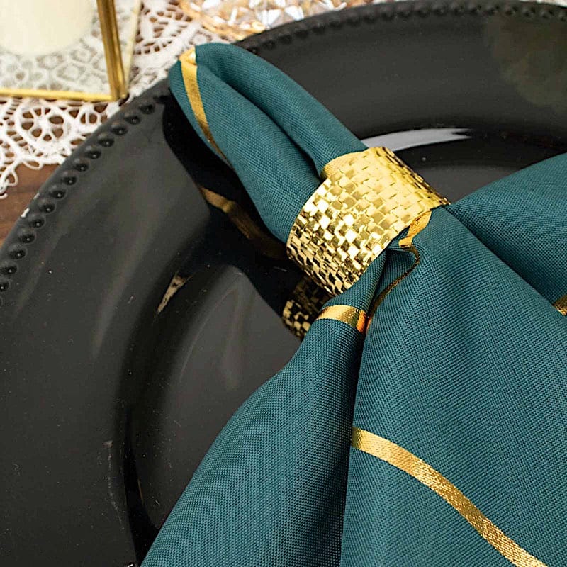 5-Pack 20x20 Inch Polyester Dinner Napkins with Metallic Geometric Design - Elegant Table Setting for Weddings, Parties & Formal Dining