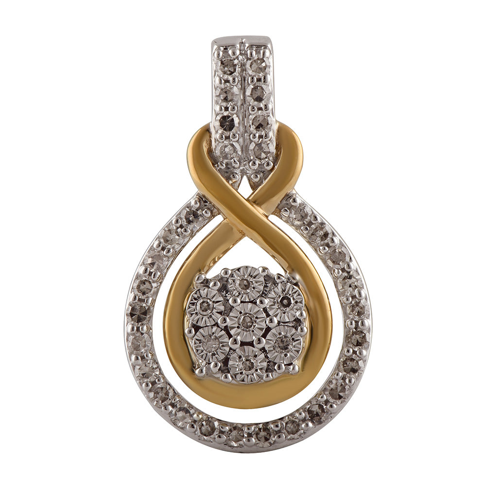 9ct White & Yellow Gold Diamond Pendant Necklace - Elegant Jewelry Gift for Women, Perfect for Anniversaries, Birthdays & Special Occasions