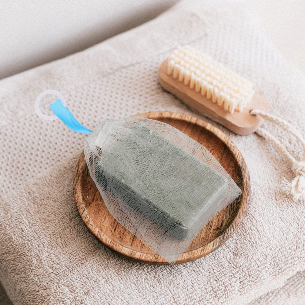 Healeved 2-Pack Exfoliating Soap Bag with Mesh Pouch - Foaming Net Soap Saver for Body Scrub & Shower Loofah (White) - Perfect for Travel, Bath & Shower Essentials