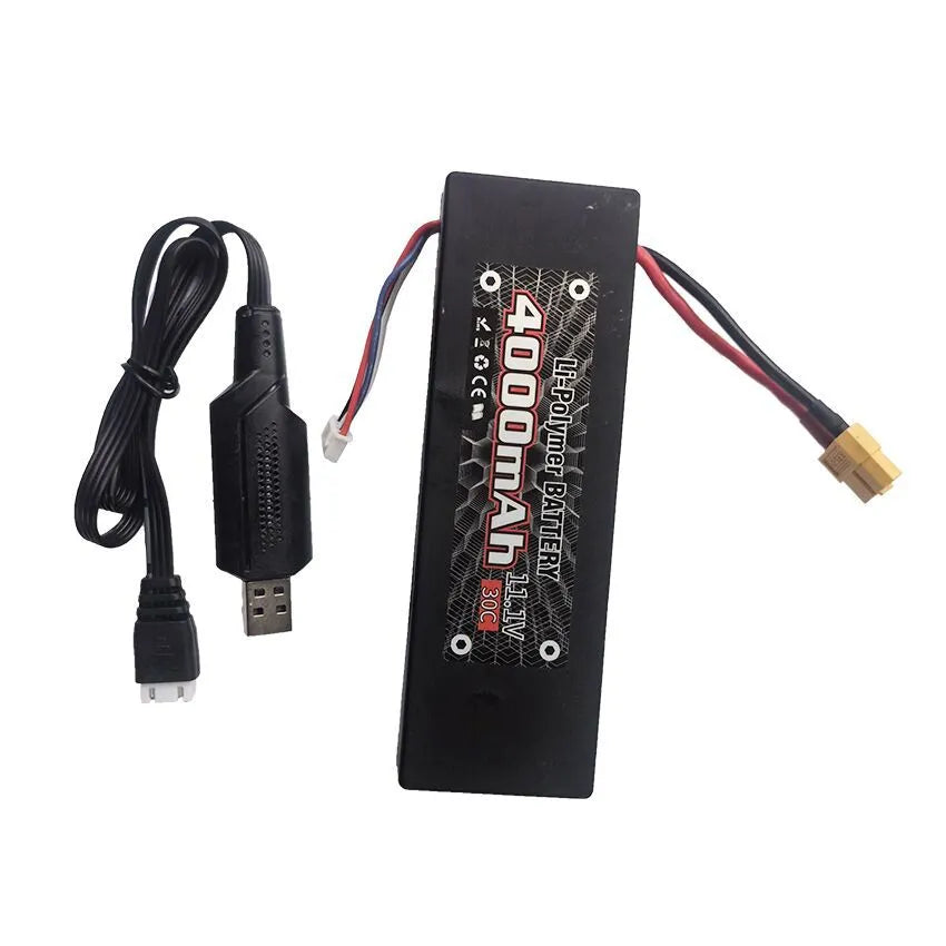 MJX 3S 30C 11.1V 4000mAh LiPo Battery with XT60 Connector - Compatible with MJX 10208 V2 & H8H RC Cars - High Performance Power for Long Run Times and Intense Racing