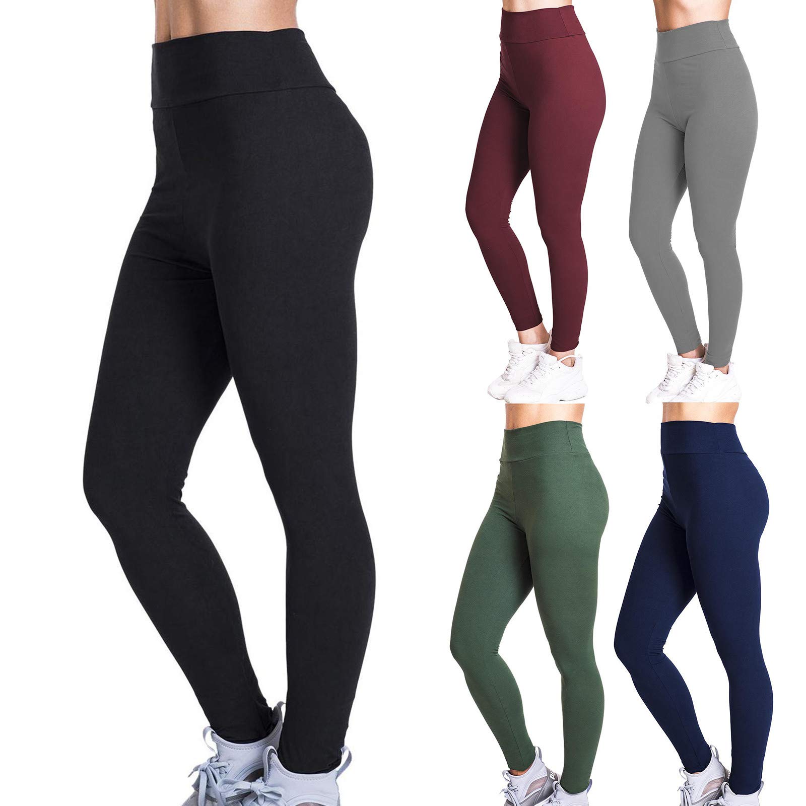 Derenzi Women's High Waist Yoga Pants - Solid Color Stretchy Workout Leggings for Running, Fitness & Sports - Green | Perfect for Gym, Yoga & Active Lifestyle