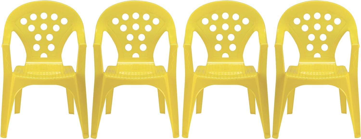 Bright Yellow Baby Lulu Stacking Kids Chairs - 4 Pack for Playroom & Dining
