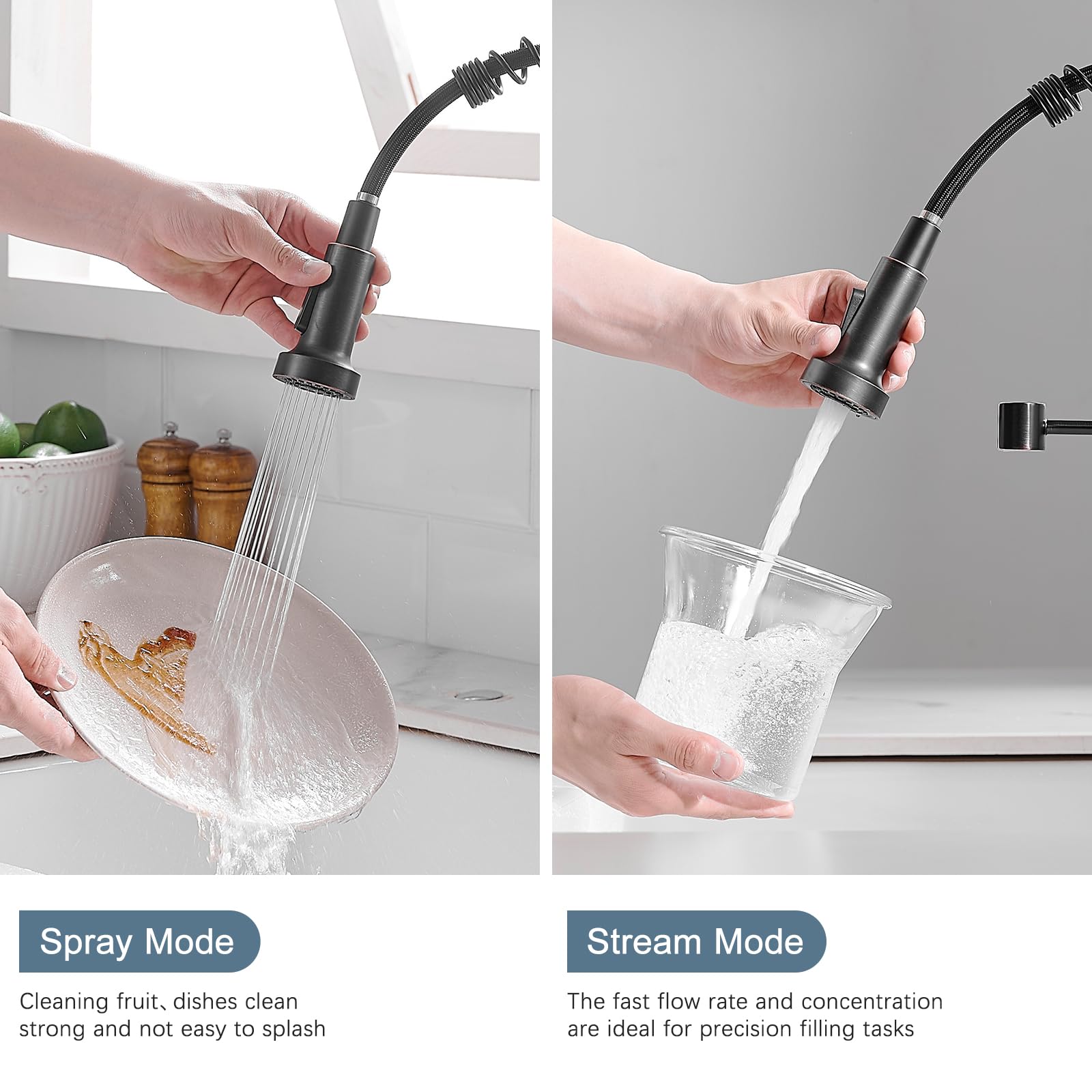 Oil Rubbed Bronze Kitchen Faucet - Commercial Single Handle Pull Down Sprayer Faucet for Sink, Single Hole Mount, Vintage Style (Perfect for Restaurant, Bar & Home Kitchen Use)