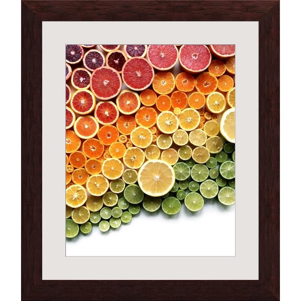 GREATBIGCANVAS Citrus Gradient V.2 Framed Espresso Wall Art Print - Modern Fruit Painting for Kitchen, Dining Room & Office Decor