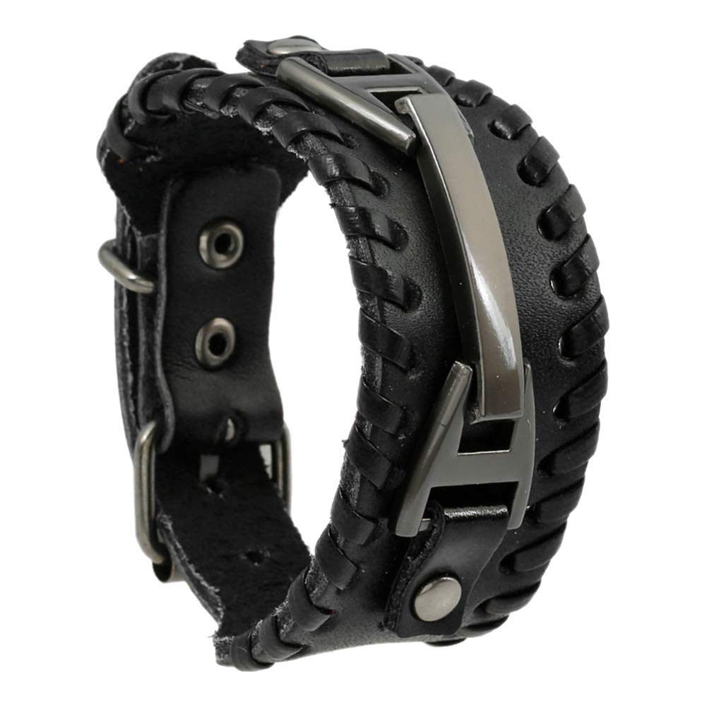 Carduran Men's Leather Bracelet - Braided Punk Steel Multi-Layer Wristband for Men | Perfect for Casual Wear, Gifts & Rocker Style