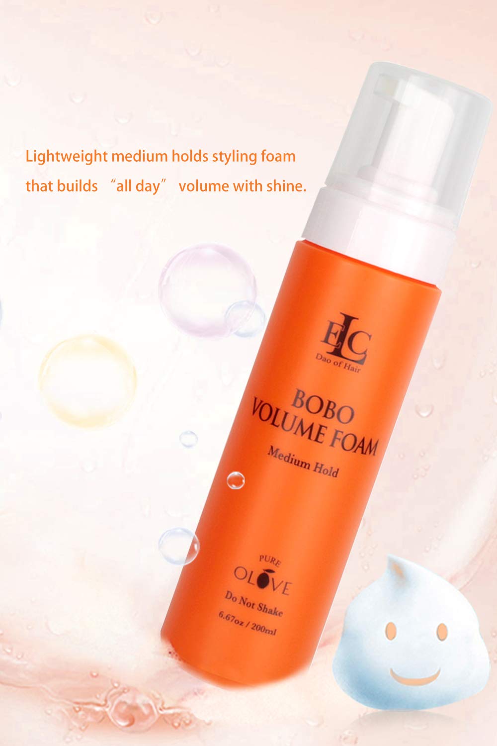 ELC Dao of Hair Pure Olive Bobo Volume Foam - Lightweight Medium Hold Styling Foam for All-Day Volume & Shine (6.67 oz) - Perfect for Beach Waves, Party Hairstyles & Everyday Volume Boost