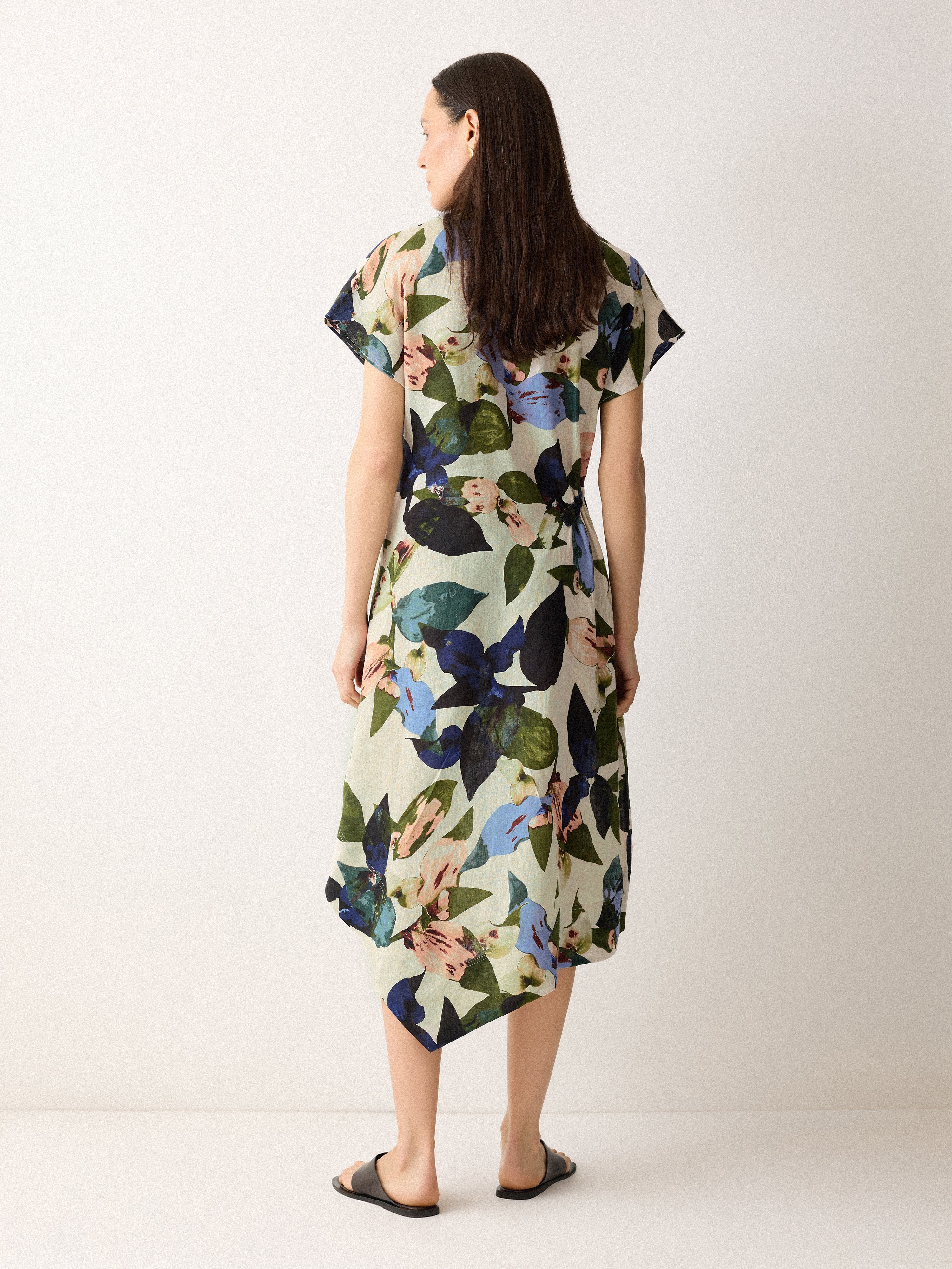 Future Botanic Linen Dress for Women | Floral Print Summer Maxi Dress | Breathable & Comfortable Casual Outfit | Perfect for Beach, Vacation & Boho Style Fashion