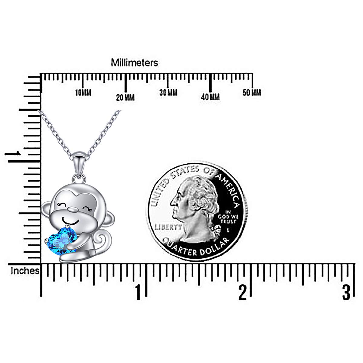 Flyow Monkey Jewelry Set - 925 Sterling Silver Monkey Necklace & Stud Earrings for Women & Girls | Cute Animal-Themed Gift for Birthday, Christmas & Everyday Wear