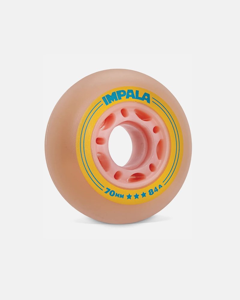 Impala Inline Skate Wheels 4-Pack - 70mm Pink & Yellow - High-Performance Wheels for Roller Skating, Rink & Outdoor Use