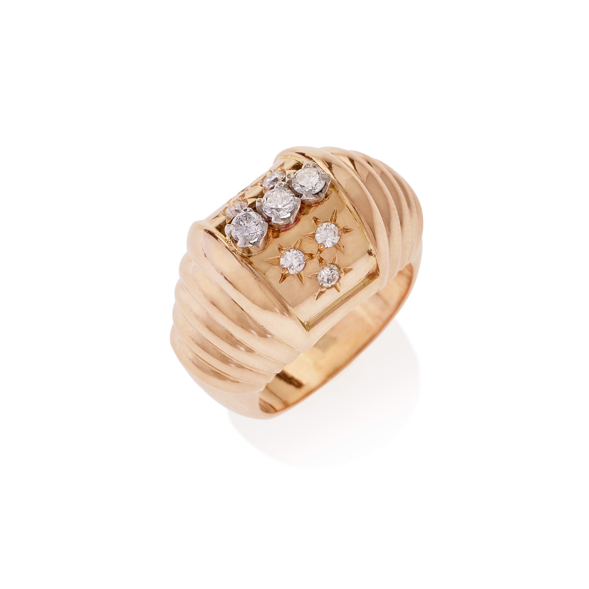 Vintage French Star Diamond Ring - Elegant Retro Jewelry for Women, Perfect for Weddings, Anniversaries & Special Occasions