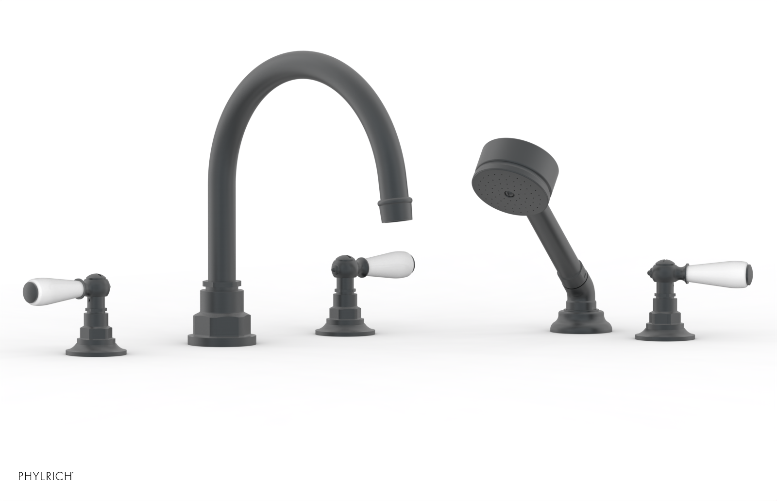 Jamestown Deck Tub Set with Hand Shower - White Accented Lever Handles (165-49) - Perfect for Bathroom Renovation & Spa-Like Experience
