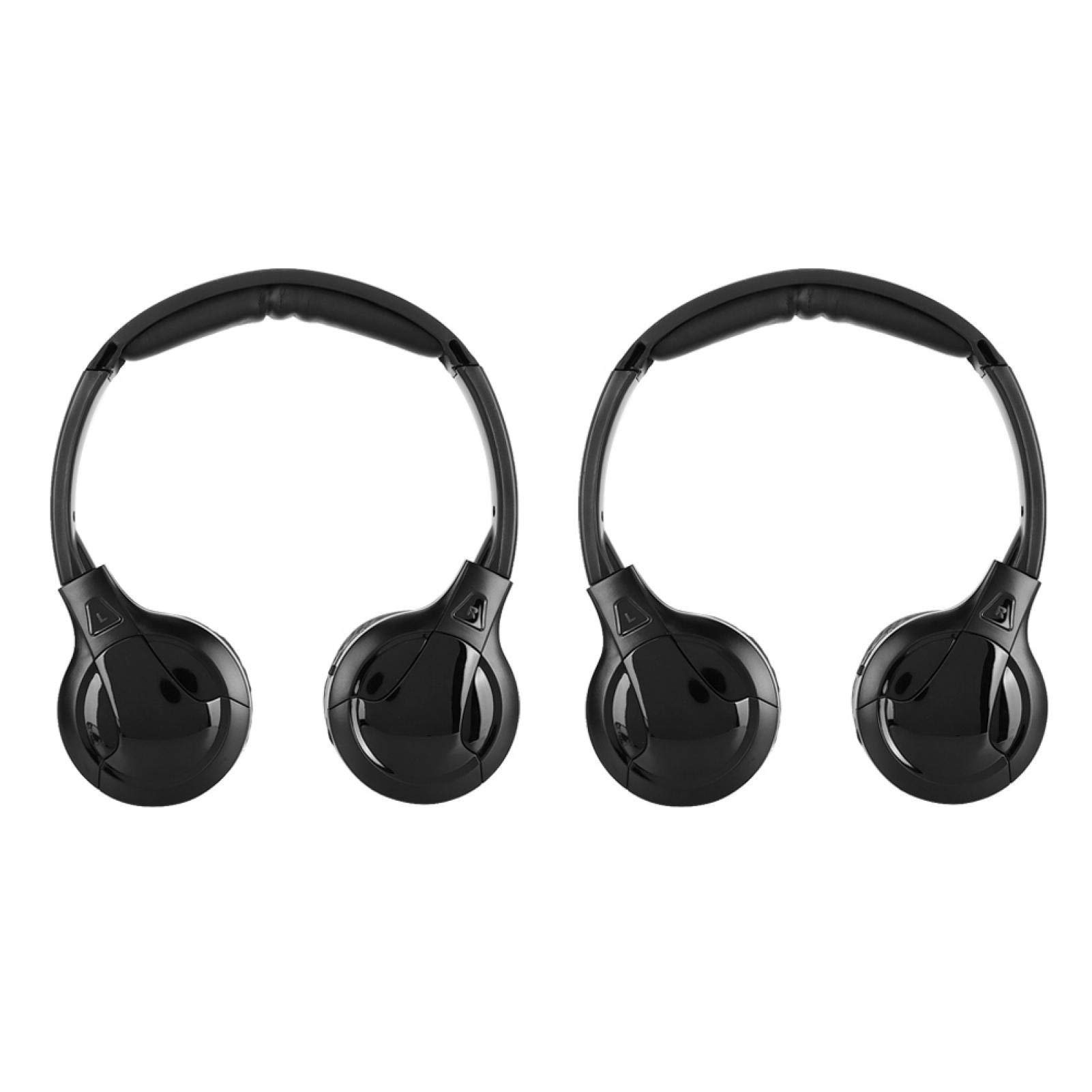 Kuuleyn Wireless IR Stereo Headphones for Car - 2 Channel Cordless Infrared Audio Headphones for Car Headrest DVD (2 Pack) | Perfect for Road Trips & Family Travel Entertainment