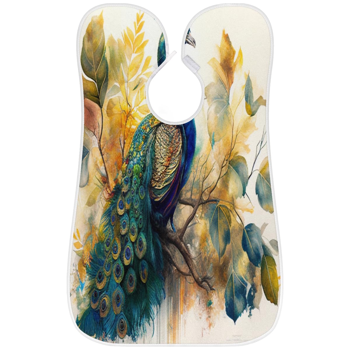Vintage Watercolor Beard Shaving Bib for Men - Peacock Design Barber Apron, Hair Dye & Makeup Cape for Women, Sink Hair Catcher - Perfect for Salon, Home Grooming & Beard Trimming Gifts
