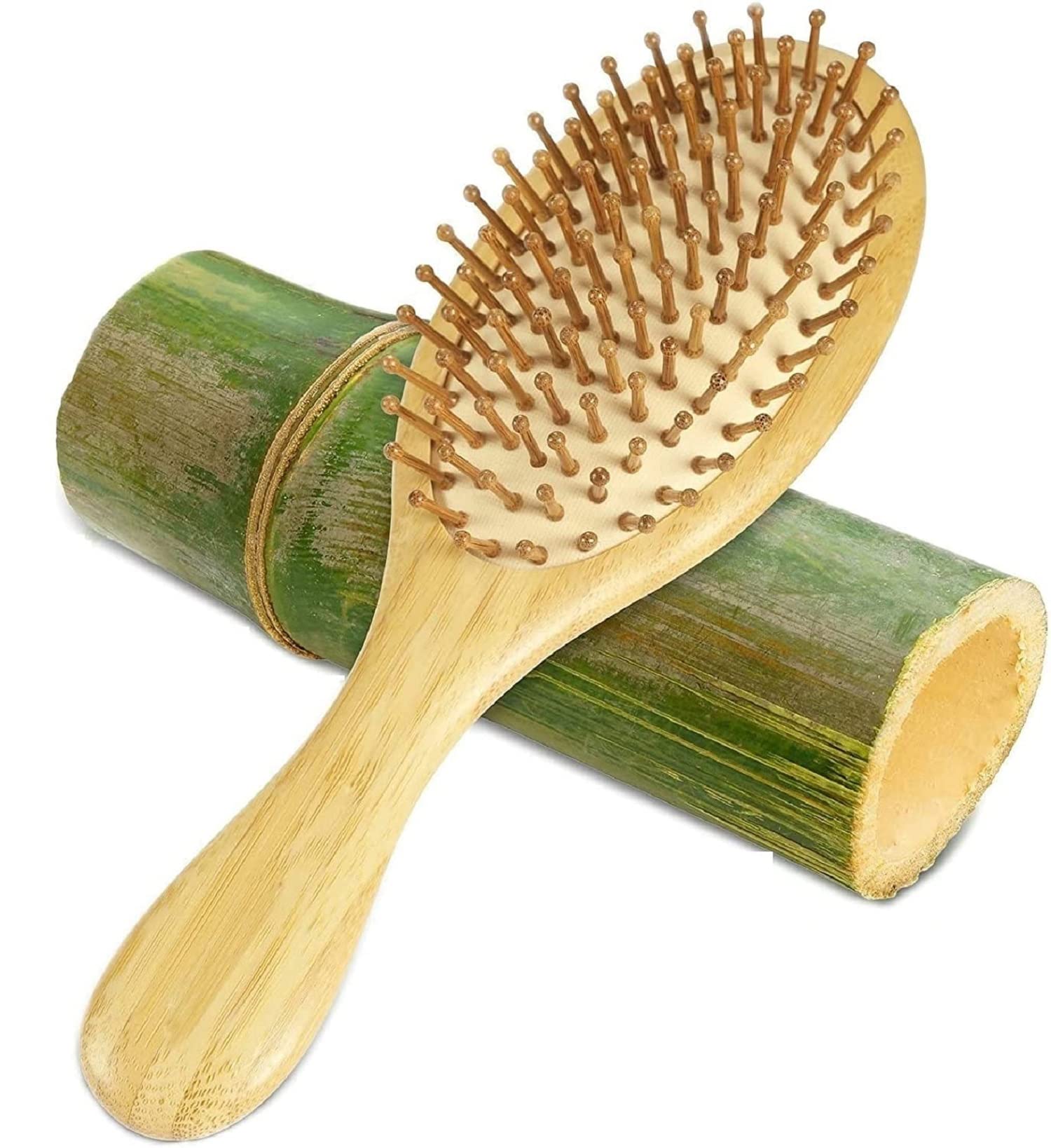 INSIME Bamboo Wooden Hair Brush for Women & Men - Hair Growth & Styling for Curly Hair at Home & Travel