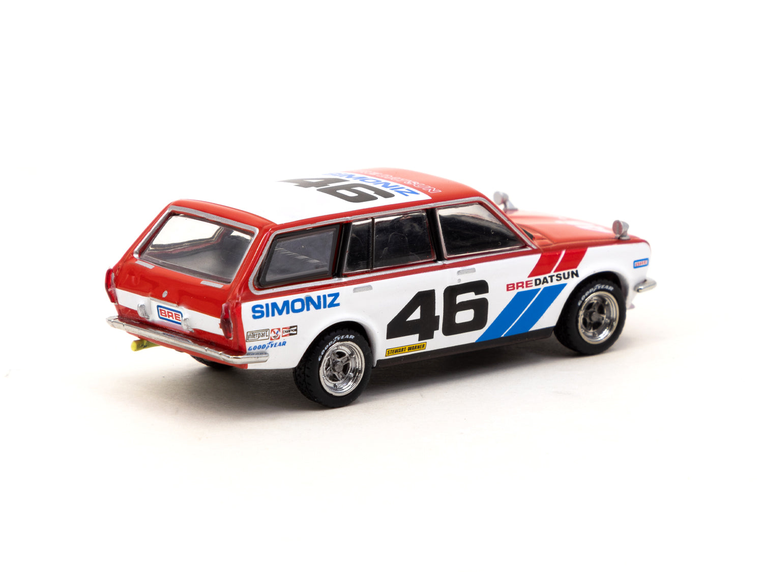Tarmac Works 1/64 Scale Datsun Bluebird 510 Wagon BRE EMS Special Edition Diecast Model Car - Collectible Miniature Vehicle for Display & Racing Scenes