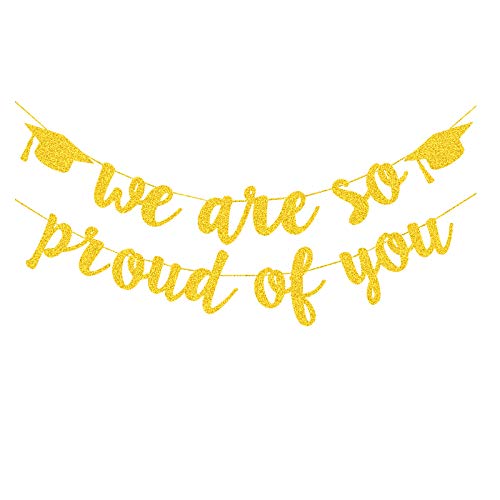 2025 Navy Blue & Yellow Graduation Banner - 'We Are So Proud of You' Decor for Grad Party, Class of 2025 | Perfect for High School & College Graduation Celebrations, Photo Backdrops & Party Decorations