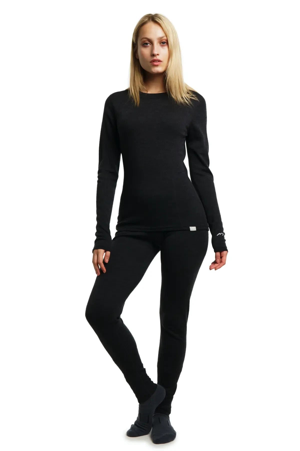 Women's Merino Wool Thermal Underwear Set - 165 GSM Charcoal Gray - Base Layer for Cold Weather, Hiking & Skiing