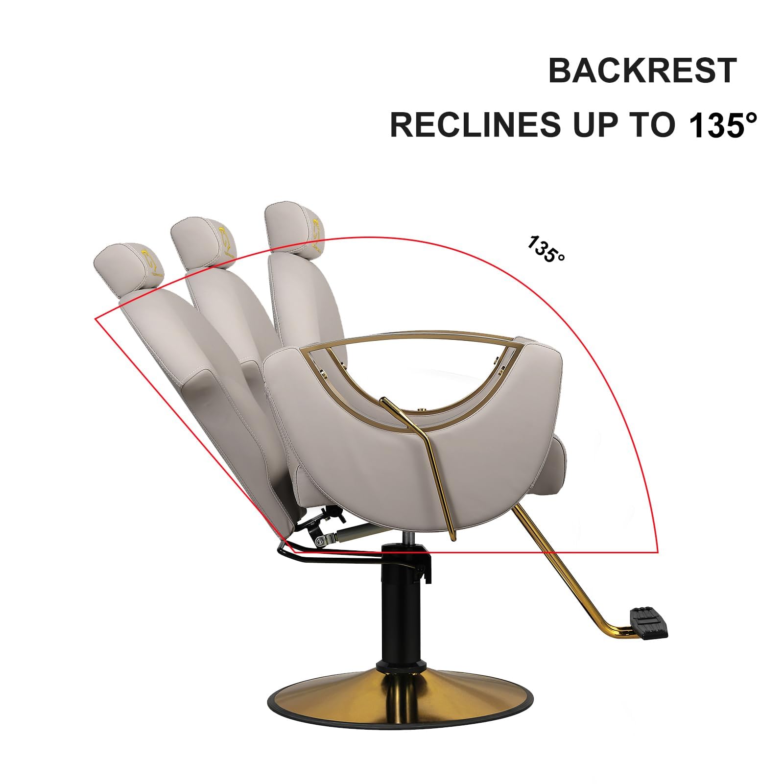 Professional Hydraulic Barber Chair - Adjustable Height Salon Recliner with Hydraulic Pump, Grey Shampoo Chair for Hairdressing & Beauty Salon Use