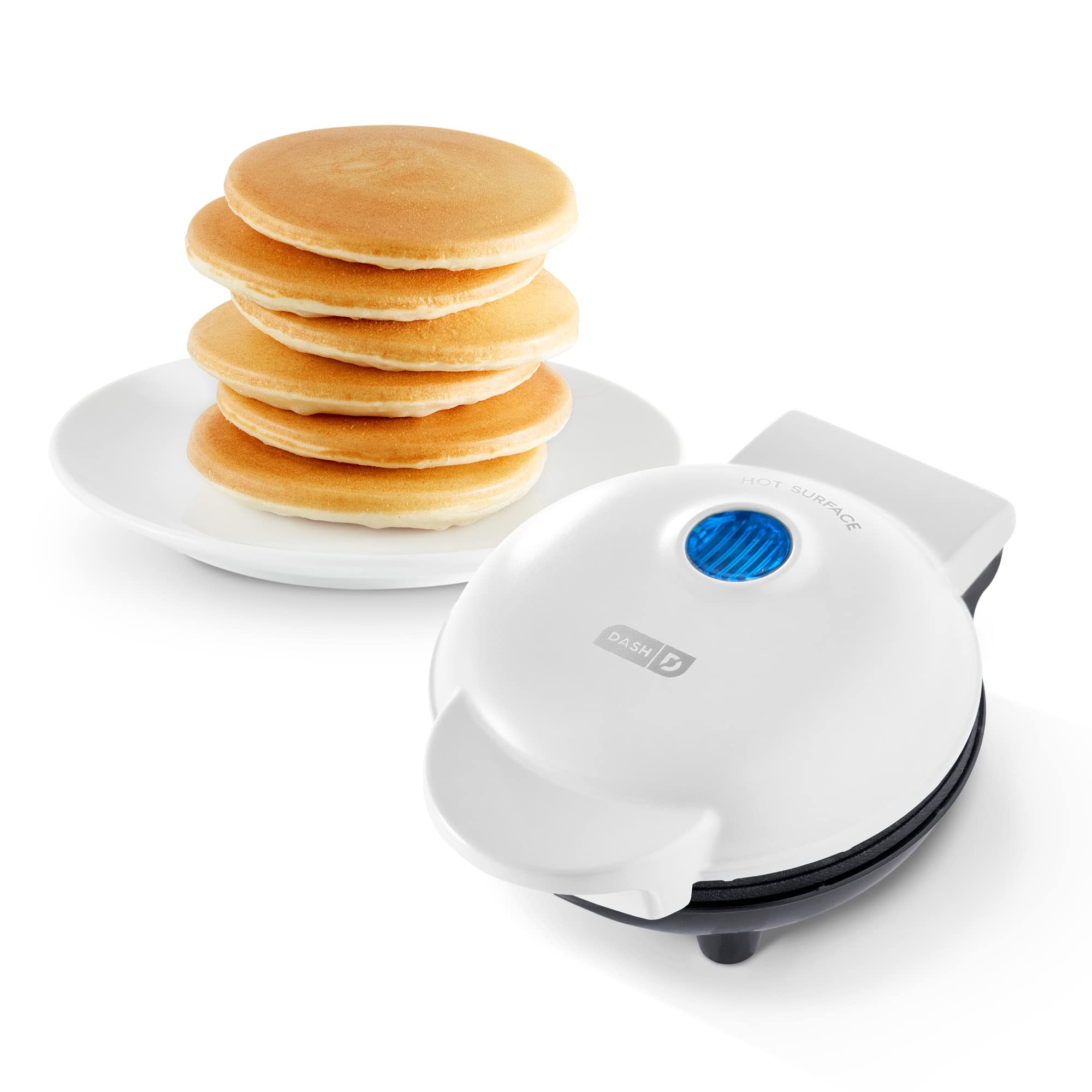 DASH Mini Waffle Maker & Pancake Griddle - Compact Breakfast Appliance for Waffles, Pancakes, Hash Browns (White) - Perfect for Quick Breakfasts, Brunch Parties & Kids' Meals