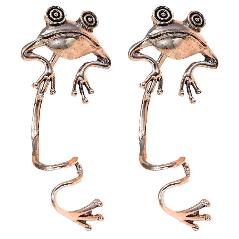 GALPADA Frog Earrings for Women - No Piercing Ear Cuffs, Cartilage Clips, Wrap Around Earrings - Gothic Animal Jewelry Gift Set (2Pcs) - Perfect for Parties, Halloween & Boho Fashion