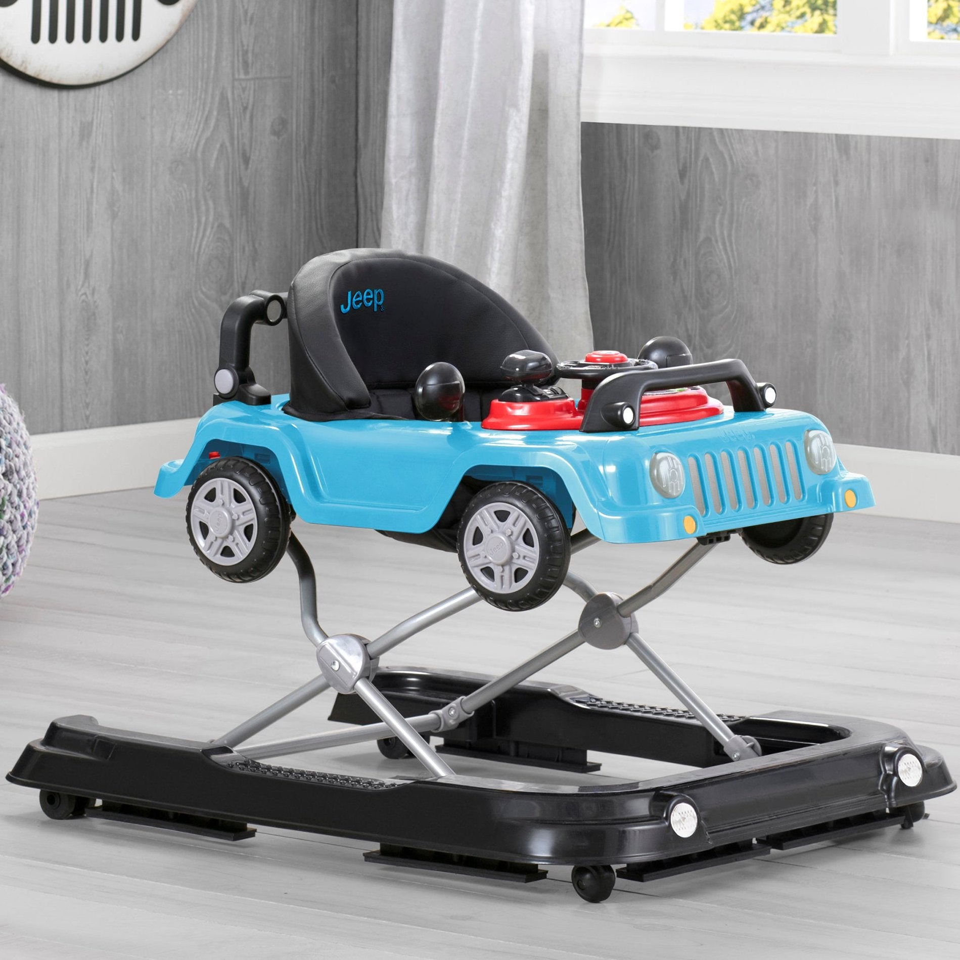 Jeep® Classic Wrangler 3-in-1 Grow With Me Baby Walker - Adjustable Infant to Toddler Walker with Wheels for Learning to Walk - Perfect for Indoor Play & First Steps Development